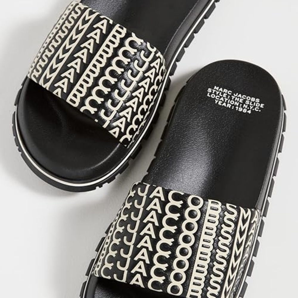 Marc Jacobs Black and White Slide Sandals